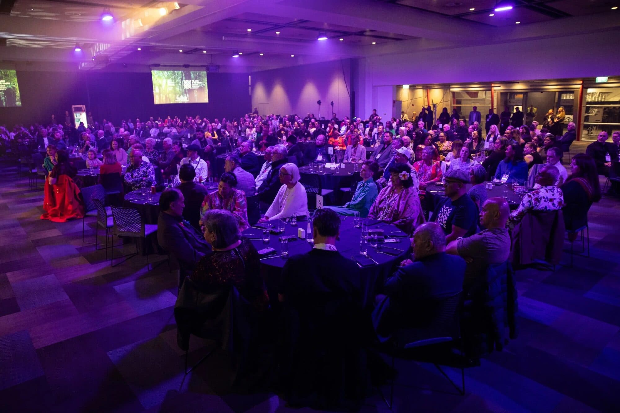 Delegates gathered in the main hall at the World Indigenous Cancer Conference, Tāmaki Makaurau, April 2026
